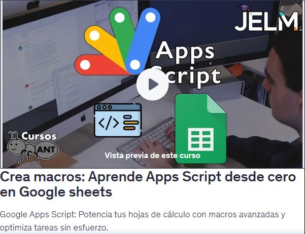 Crea macros: Aprende Apps Script desde cero en Google sheets