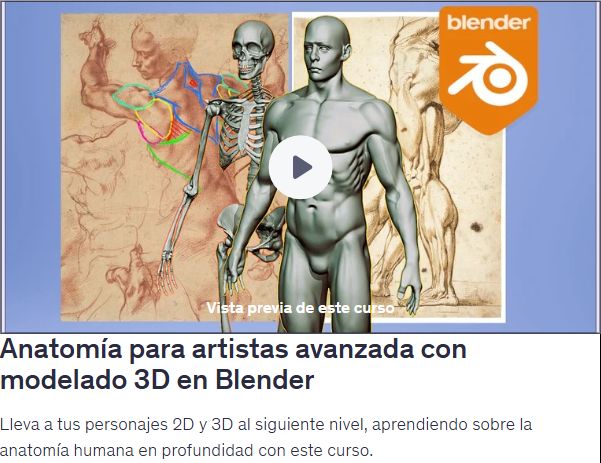 Anatomía para artistas avanzada con modelado 3D en Blender