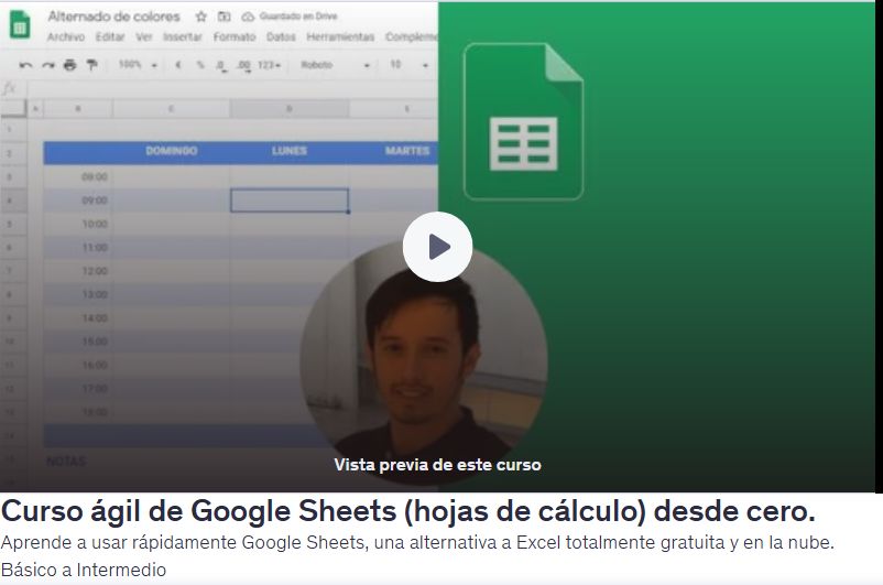 Curso ágil de Google Sheets (hojas de cálculo) desde cero