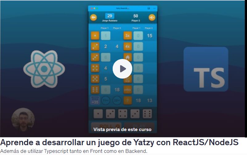 Aprende a desarrollar un juego de Yatzy con ReactJS/NodeJS