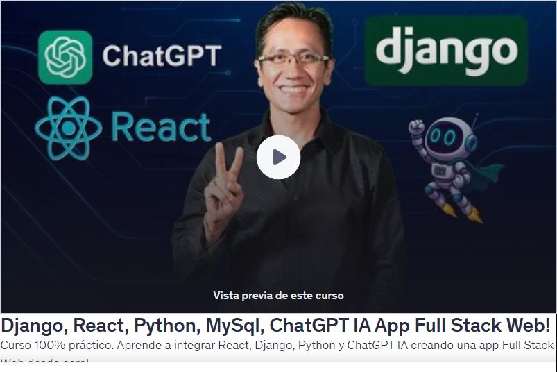 Django, React, Python, MySql, ChatGPT IA App Full Stack Web!