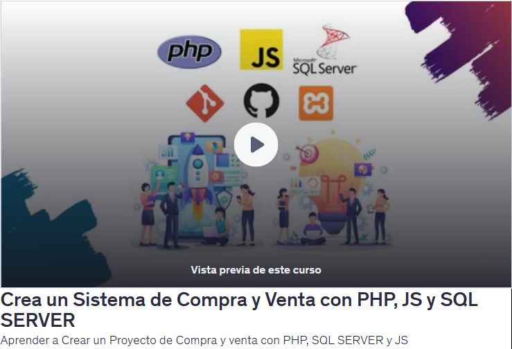 Aprender a Crear un Proyecto de Compra y venta con PHP, SQL SERVER y JS