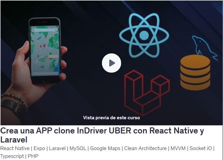 Crear una APP clone InDriver UBER con React Native y Laravel