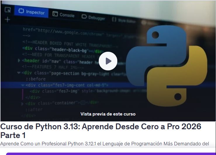 Curso de Python 3.13: Aprende Desde Cero a Pro 2026 Parte 1