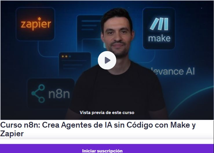 Curso n8n: Crea Agentes de IA sin Código con Make y Zapier