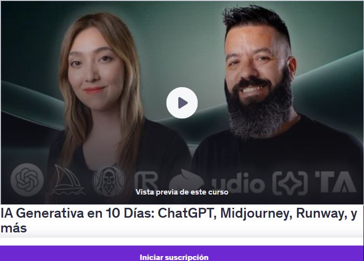 IA Generativa en 10 Días: ChatGPT, Midjourney, Runway, y más