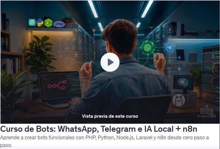Curso de Bots: WhatsApp, Telegram e IA Local + n8n