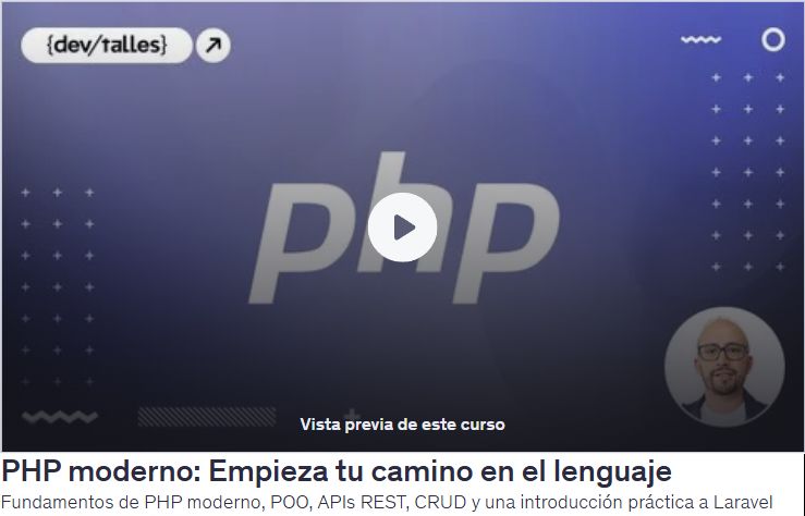 Fundamentos de PHP moderno, POO, APIs REST, CRUD y una introducción práctica a Laravel