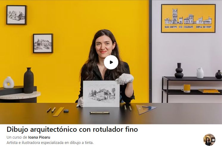 Dibujo arquitectónico con rotulador fino