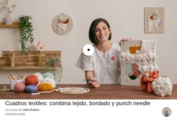 Cuadros textiles: combina tejido, bordado y punch needle