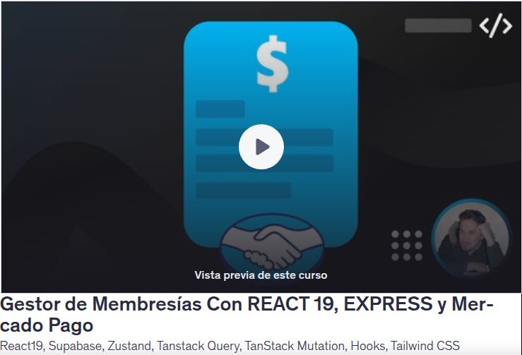 Gestor de Membresías Con REACT 19, EXPRESS y Mercado Pago