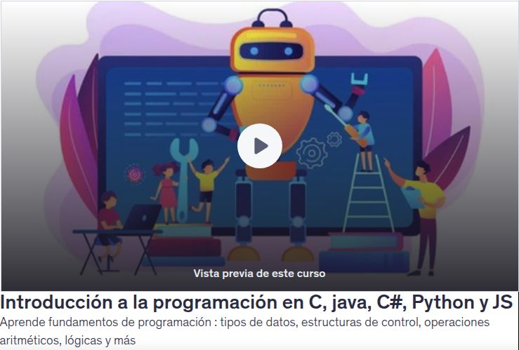 Introducción a la programación en C, java, C#, Python y JS