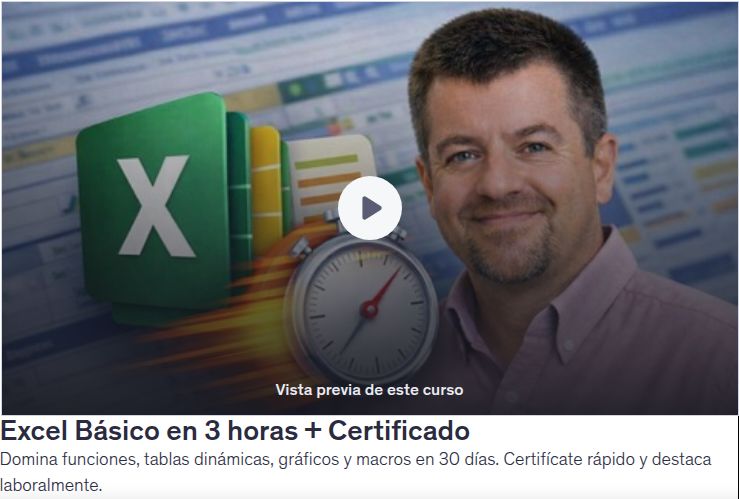 Excel Básico en 3 horas + Certificado