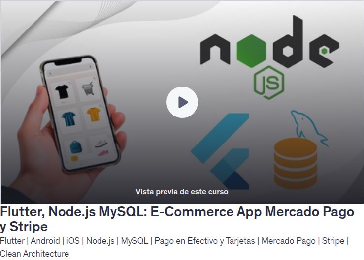 Flutter, Node.js MySQL: E-Commerce App Mercado Pago y Stripe