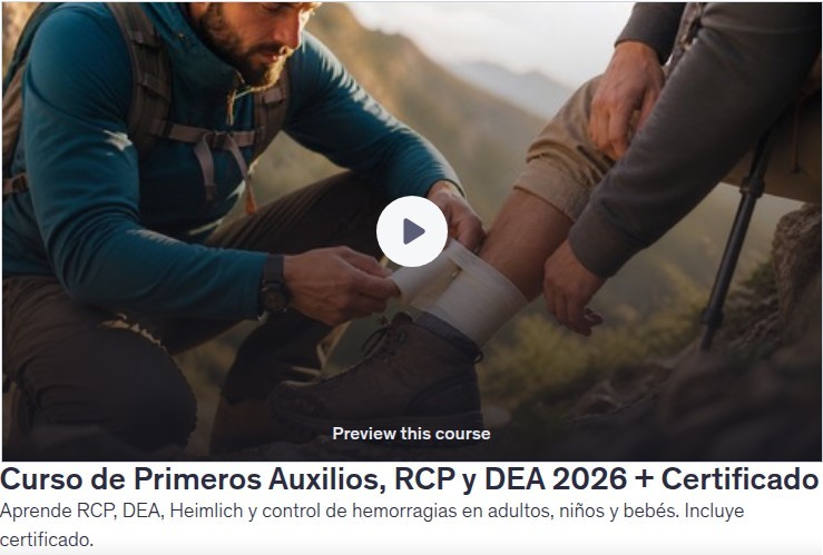 Curso de Primeros Auxilios, RCP y DEA 2026 + Certificado