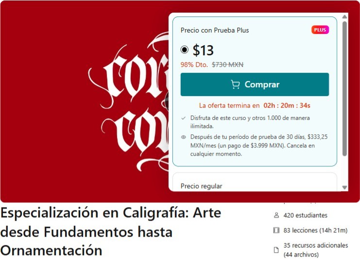 Especialización en Caligrafía: Arte desde Fundamentos hasta Ornamentación