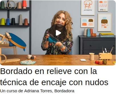 Bordado en relieve con la técnica de encaje con nudos