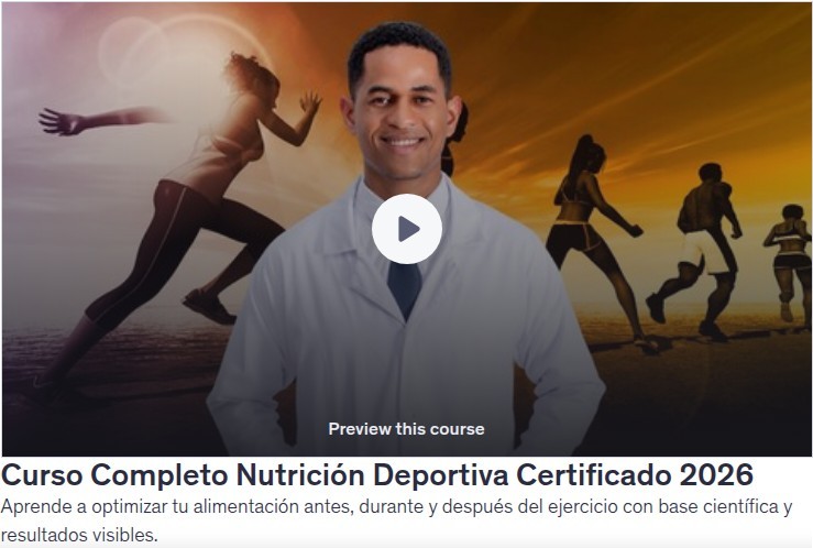 Curso Completo Nutrición Deportiva Certificado 2026