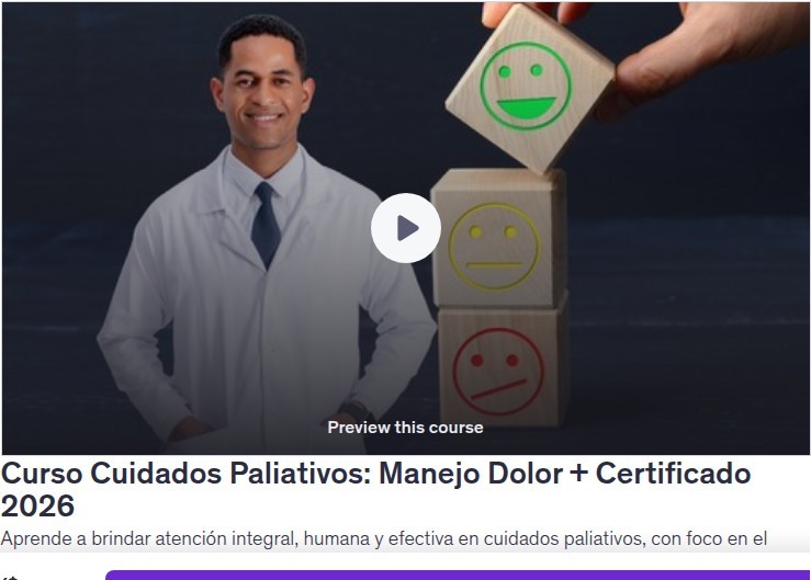 Curso Cuidados Paliativos: Manejo Dolor + Certificado 2026